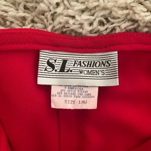 CHRISTMAS red! Vintage, 2-piece ankle skirt, flutter top. Hangs beautifully